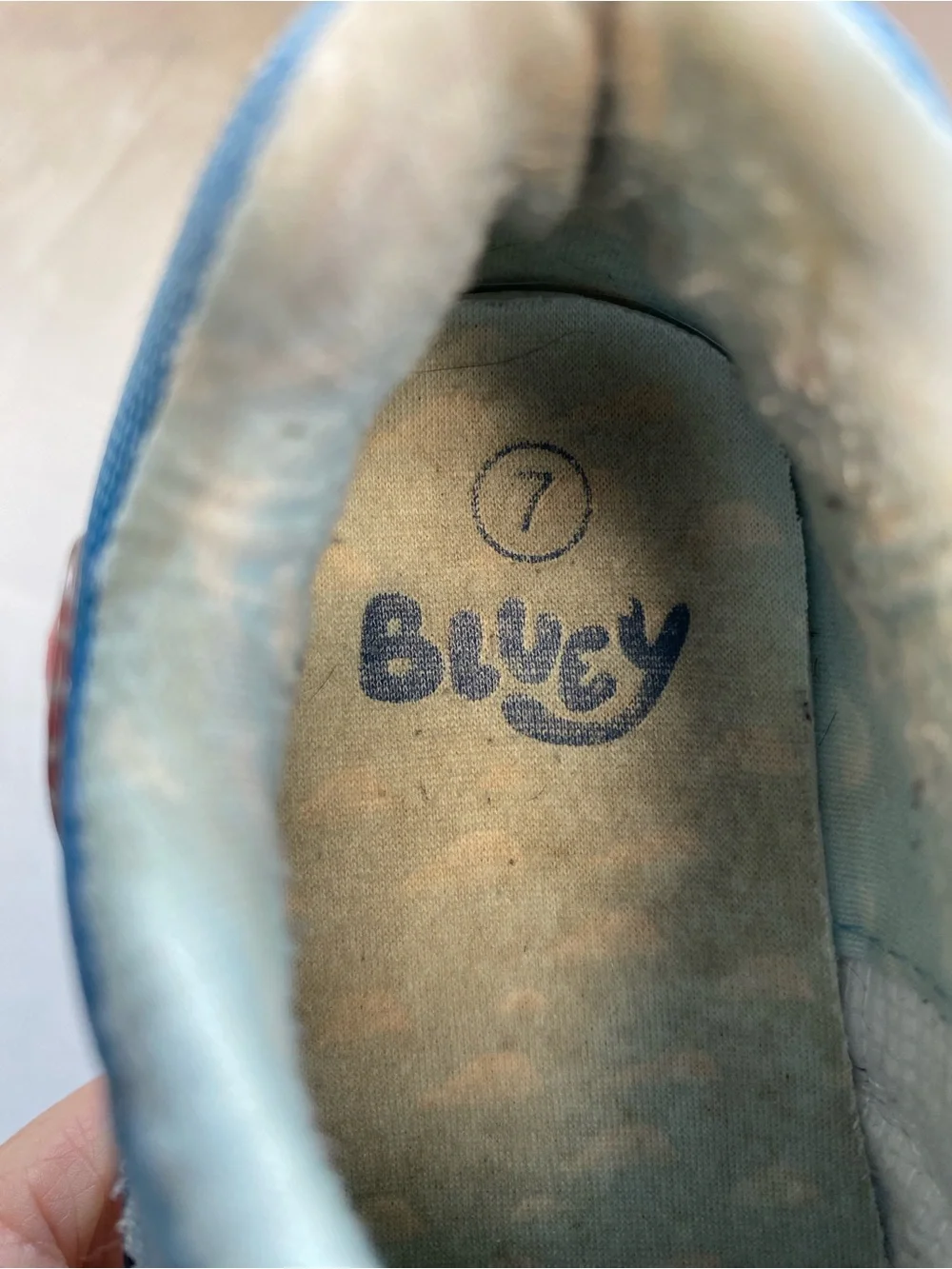 Bluey Keepy Uppy Hook & Loop Toddler Sneakers Size 7 Blue Bingo Shoes